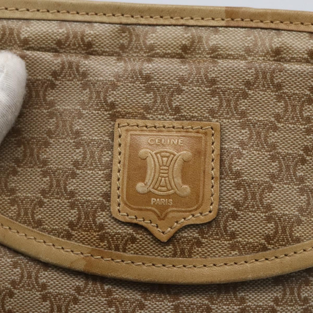 Celine Vintage Macadam Shoulder Bag Canvas Beige Canvas Shoulder Bag Bag