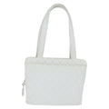 Chanel Vintage Cc Zip Around Bowler Bag Quilted Caviar White Leather Tote Bag Bag