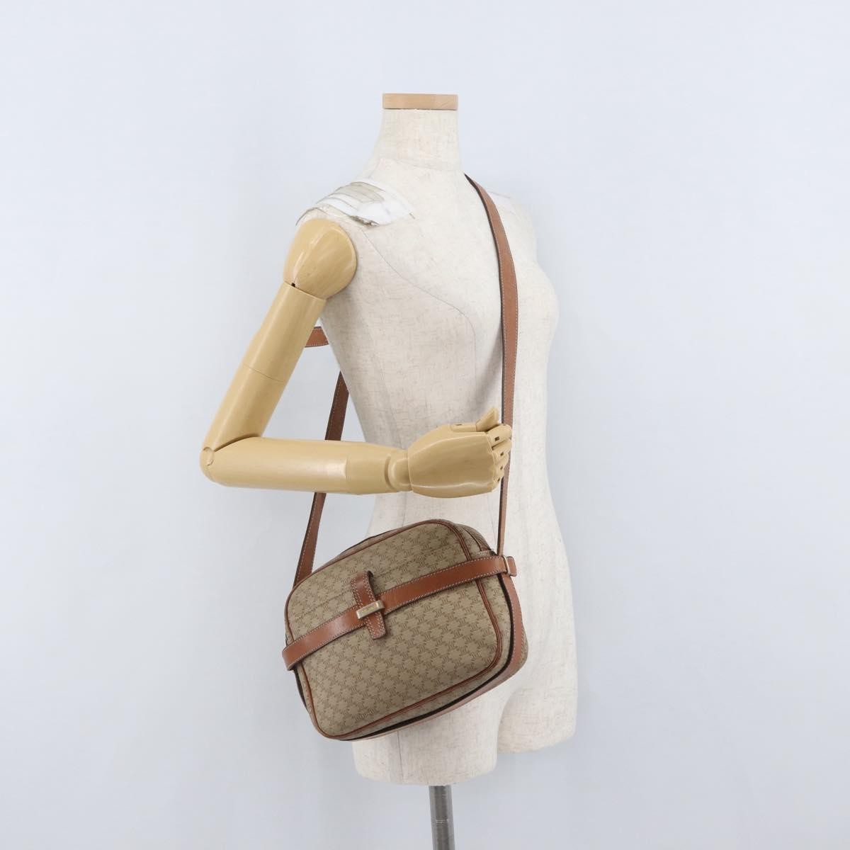 Celine Vintage Macadam Shoulder Bag Canvas And Leather Beige Canvas Shoulder Bag Bag