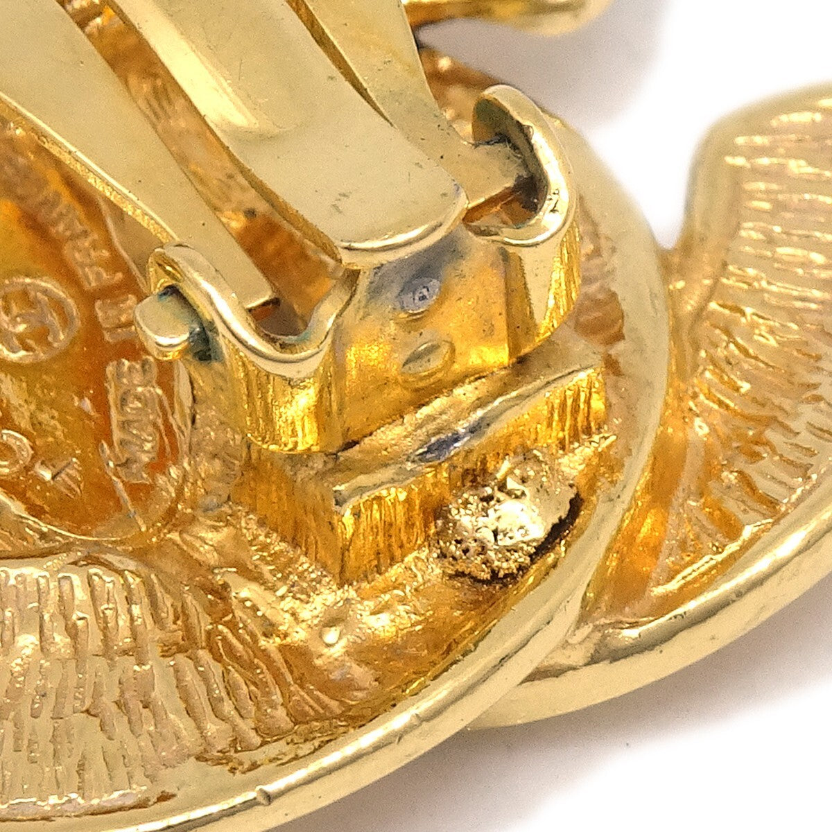 Chanel Cc Clip-On Earrings Quilted Metal Gold Gold_Plated Earrings Jewelry