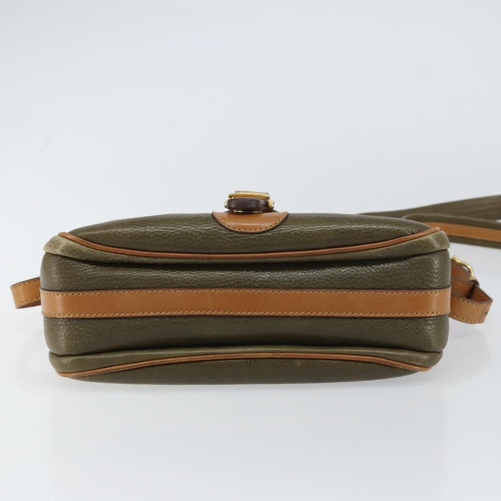 Celine Vintage Shoulder Bag Leather Khaki Leather Shoulder Bag Bag