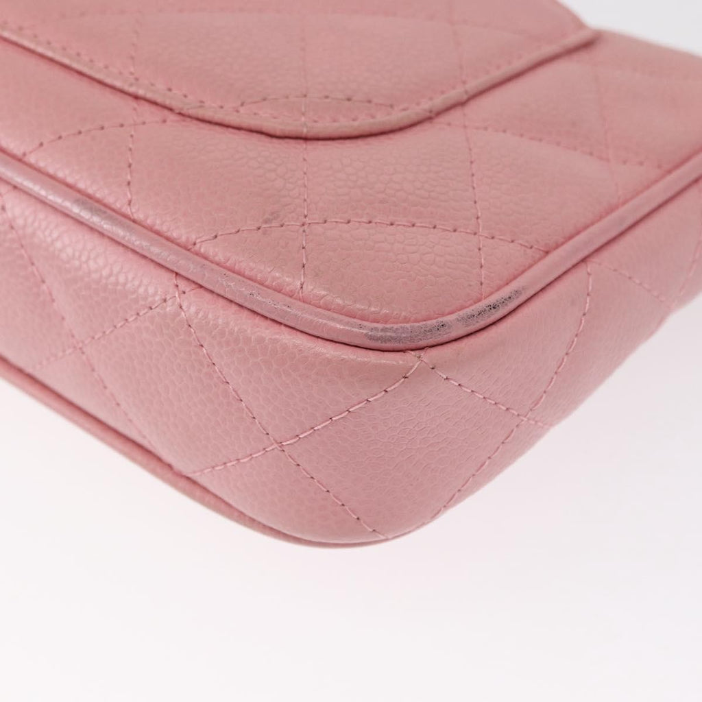 Chanel Timeless Cc Chain Shoulder Bag Quilted Caviar Pink Leather Shoulder Bag Bag