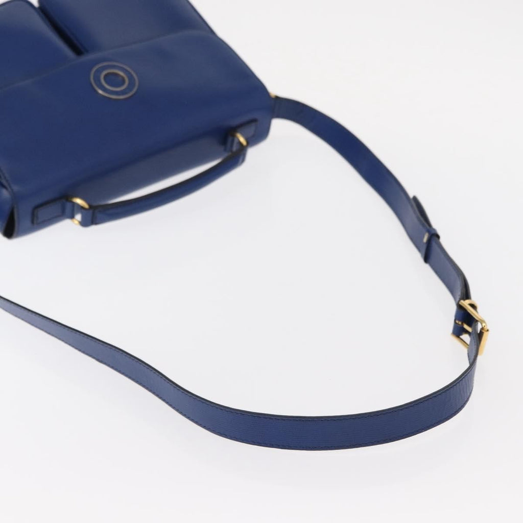Celine Vintage Circle Logo Crossbody Bag Leather Blue Leather Shoulder Bag Bag