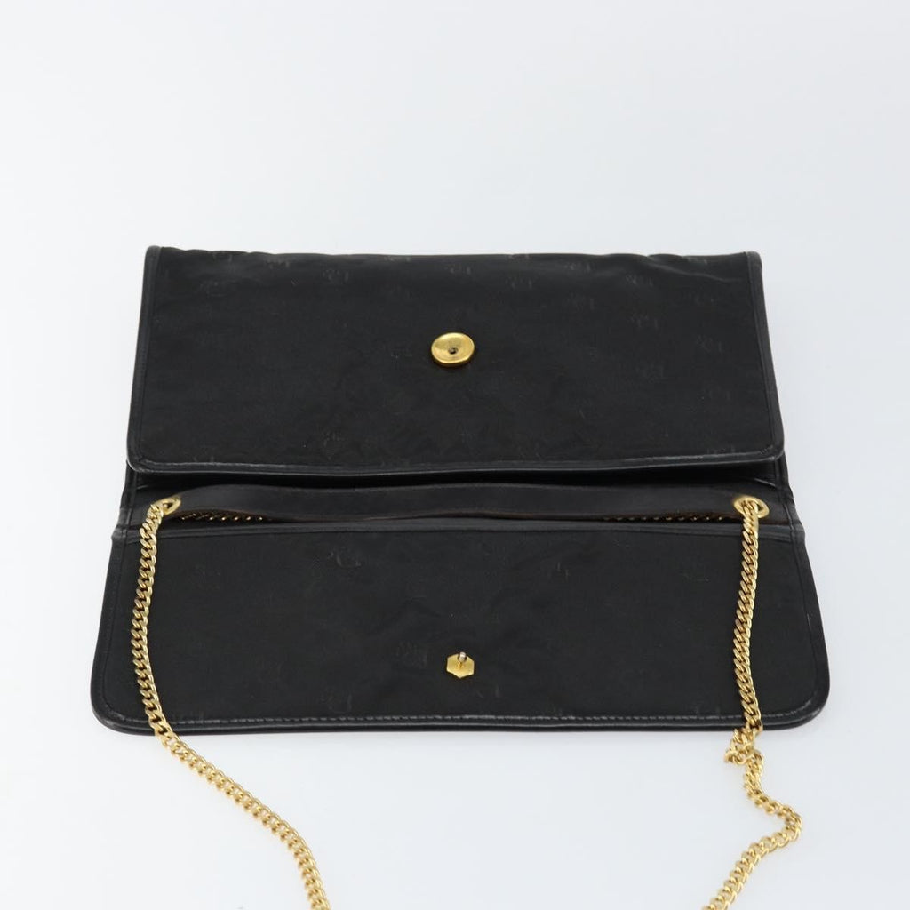Christian Dior Vintage Cd Chain Flap Shoulder Bag Diorissimo Canvas Black Nylon Shoulder Bag Bag (Pre-Owned)