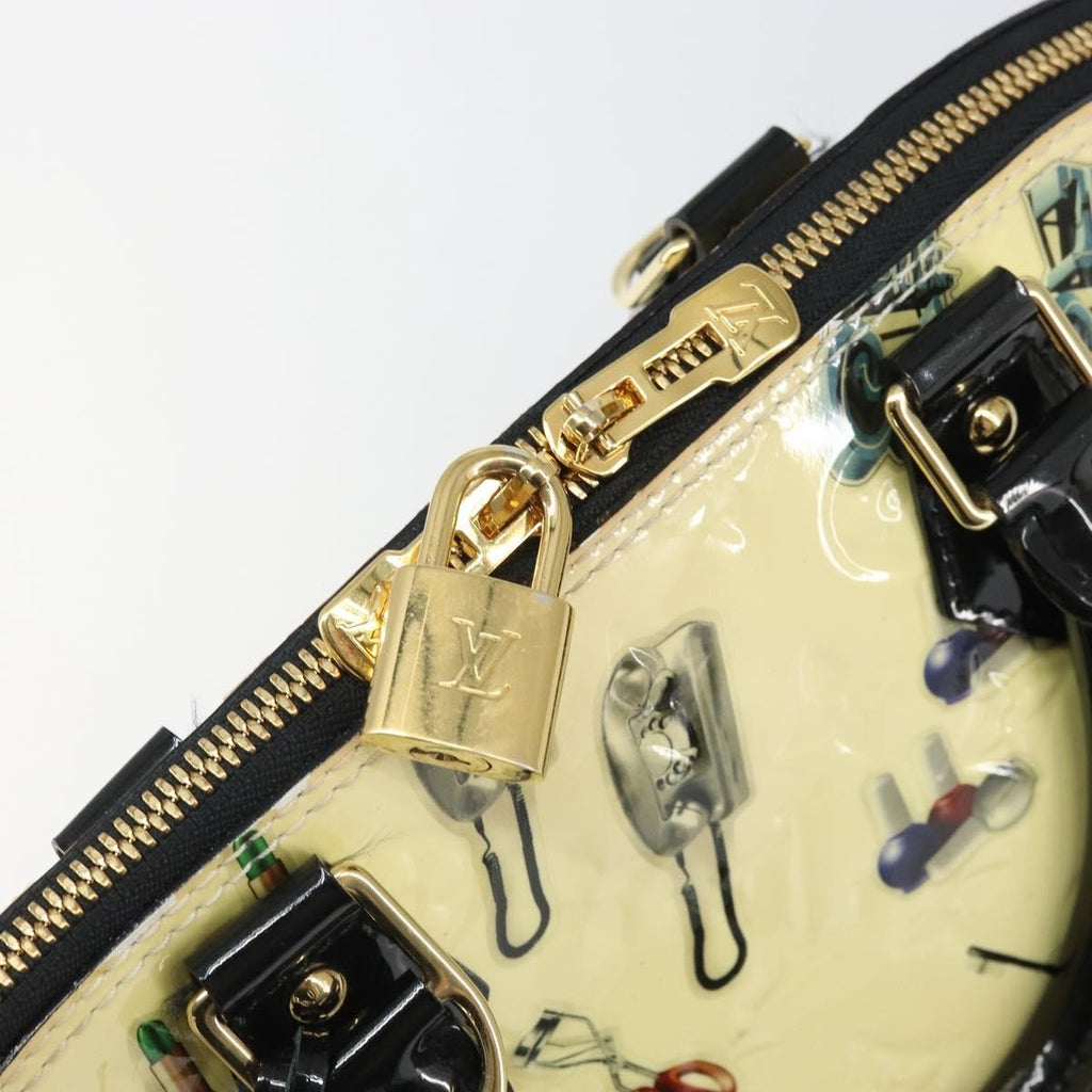 Louis Vuitton Alma Handbag Limited Edition Stickers Monogram Vernis White Patent_Leather Handbag