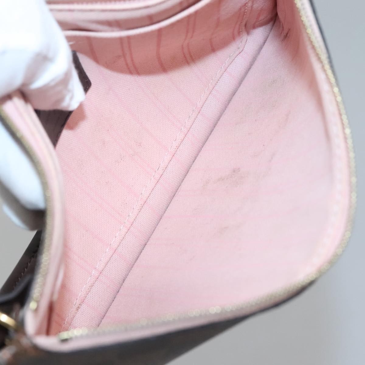 Louis Vuitton Neverfull Pochette Damier Brown Canvas Bag