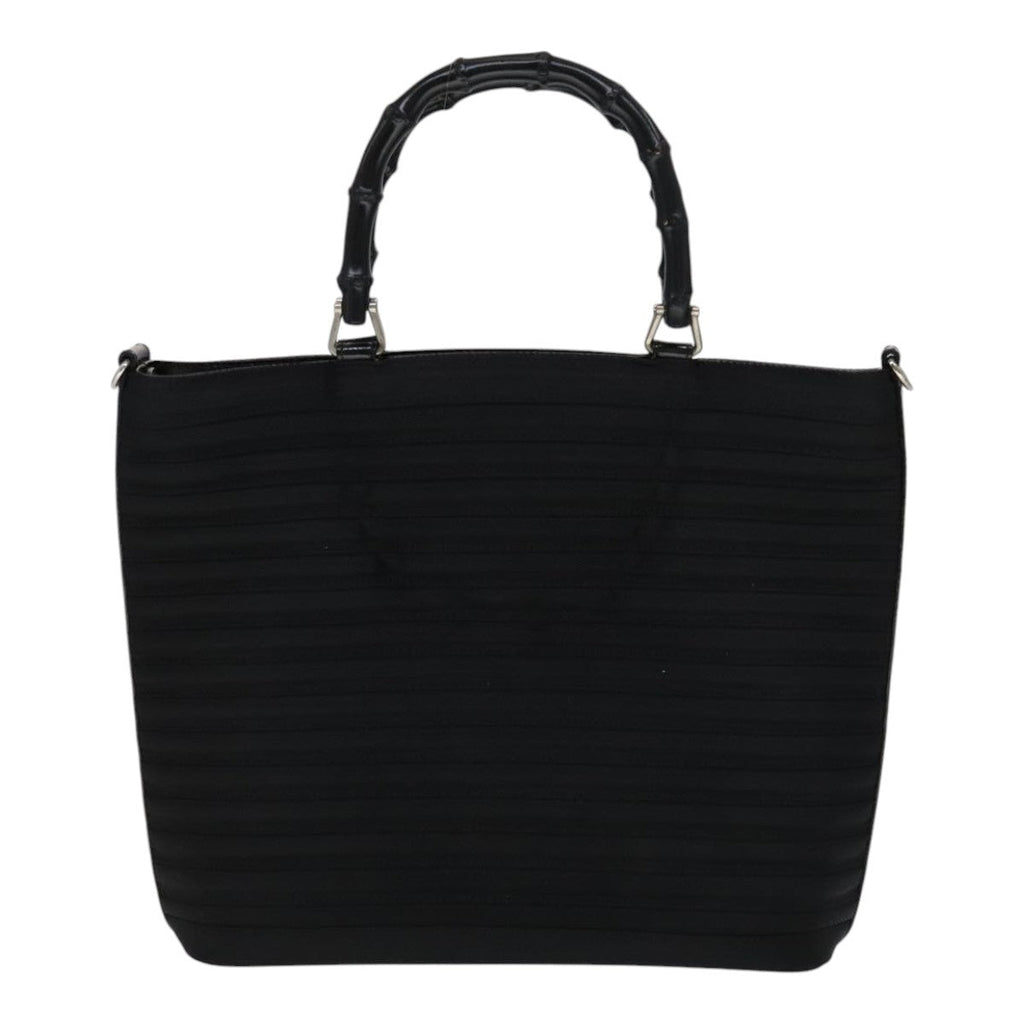 Gucci Vintage Bamboo Handle Bag Nylon Black Nylon Handbag (Pre-Owned)