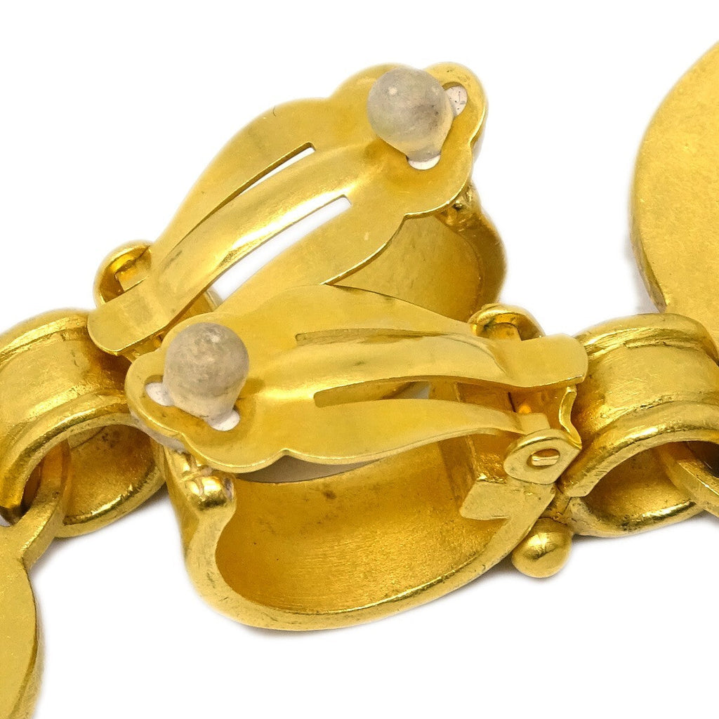 Chanel Vintage Cc Heart Cut Out Drop Clip-On Earrings Metal Gold Gold_Plated Earrings Jewelry