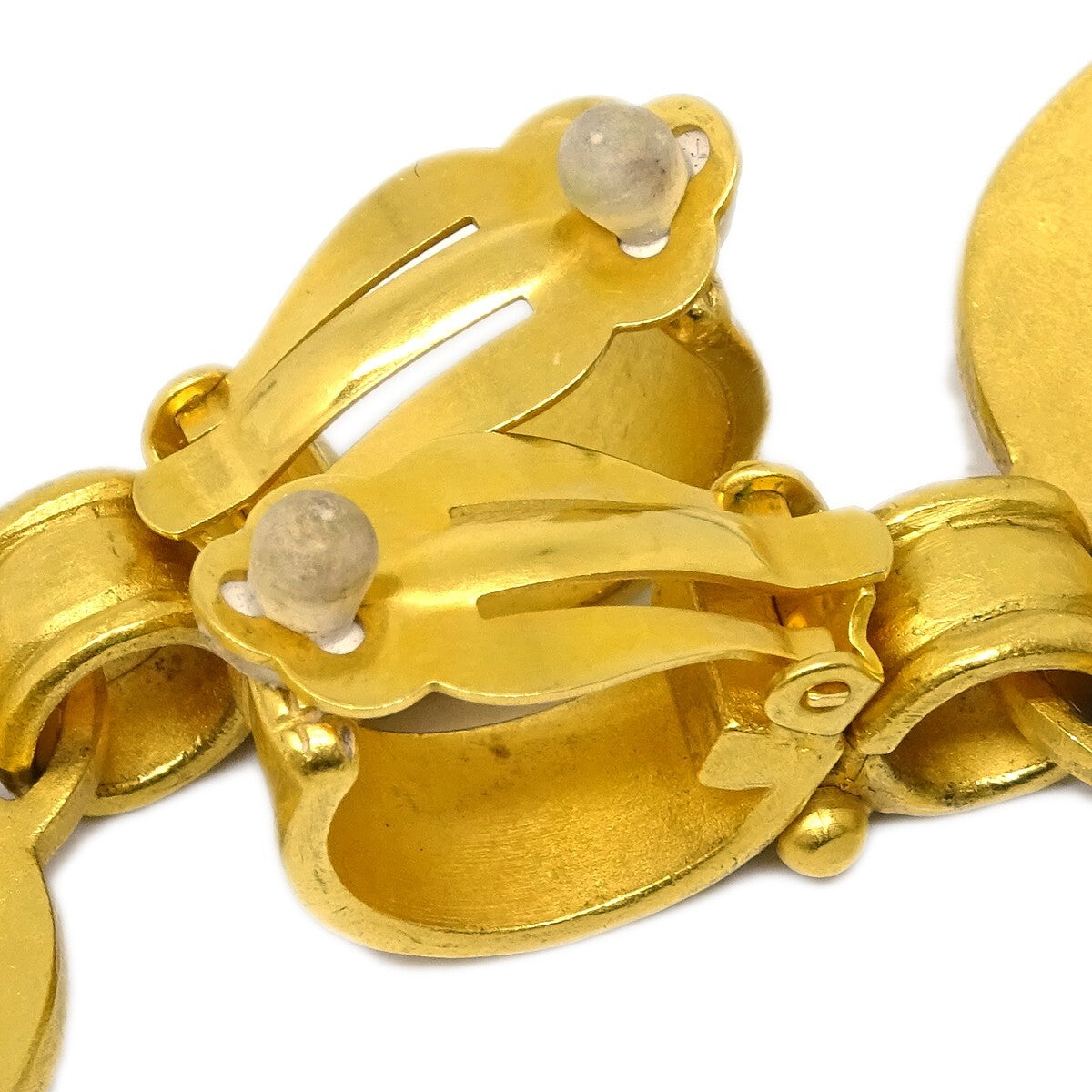 Chanel Vintage Cc Heart Cut Out Drop Clip-On Earrings Metal Gold Gold_Plated Earrings Jewelry