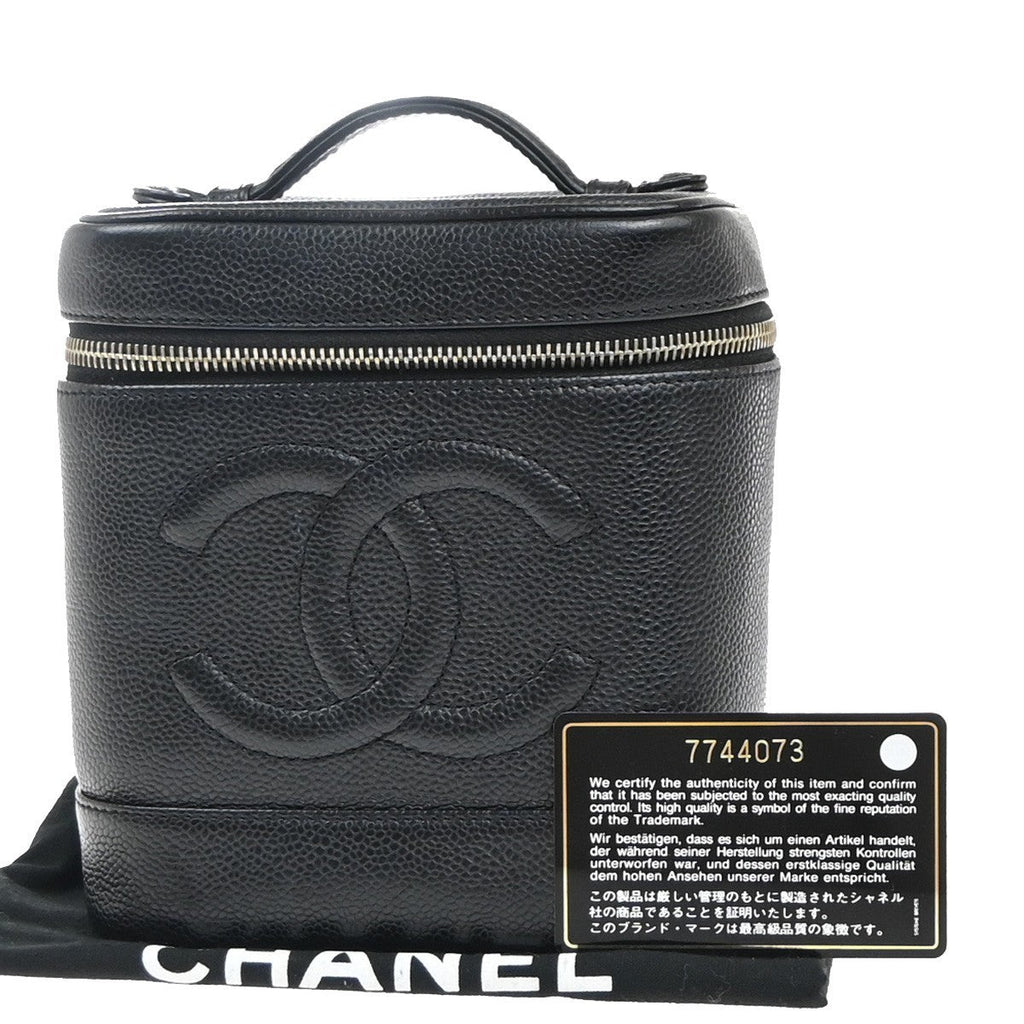 Chanel Vintage Timeless Cosmetic Case Caviar Black Leather Handbag