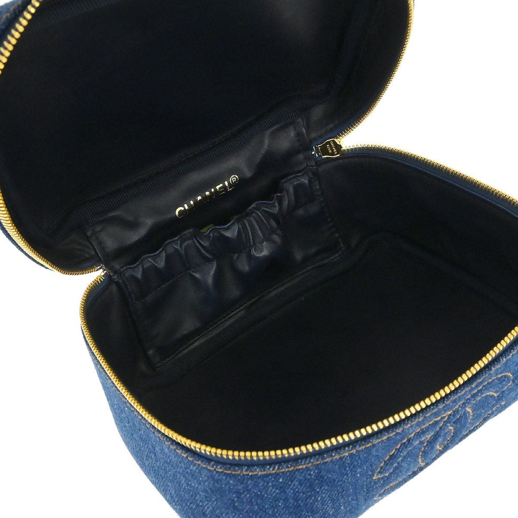 Chanel Vintage Timeless Cosmetic Case Denim Blue Denim_Jeans Handbag
