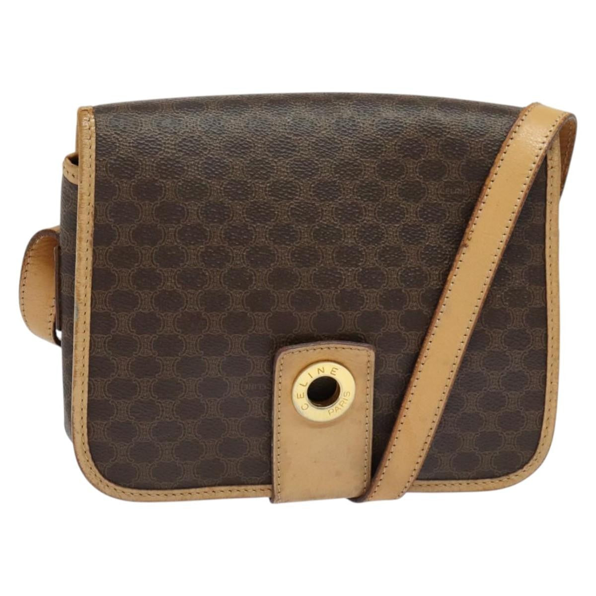 Celine Macadam Shoulder Bag Pvc Leather Brown Canvas Bag