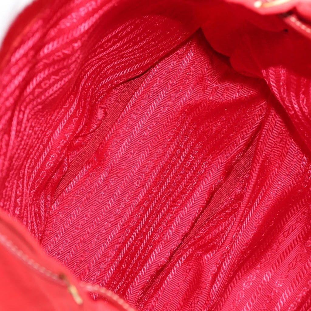 Prada Vela Double Front Pocket Backpack Tessuto With Saffiano Leather Red Nylon Backpack Bag