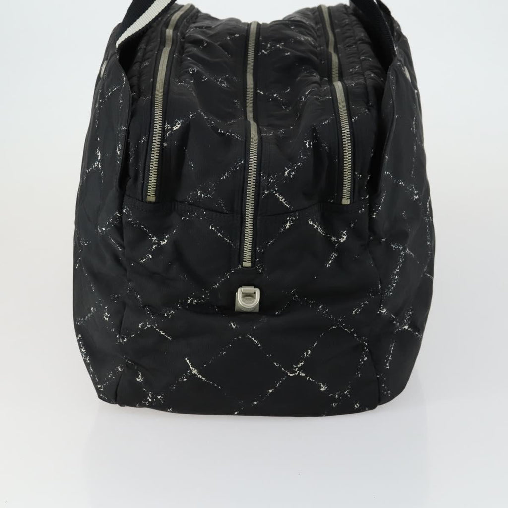 Chanel Travel Line Boston Bag Printed Nylon Black Nylon Travel Bag Bag