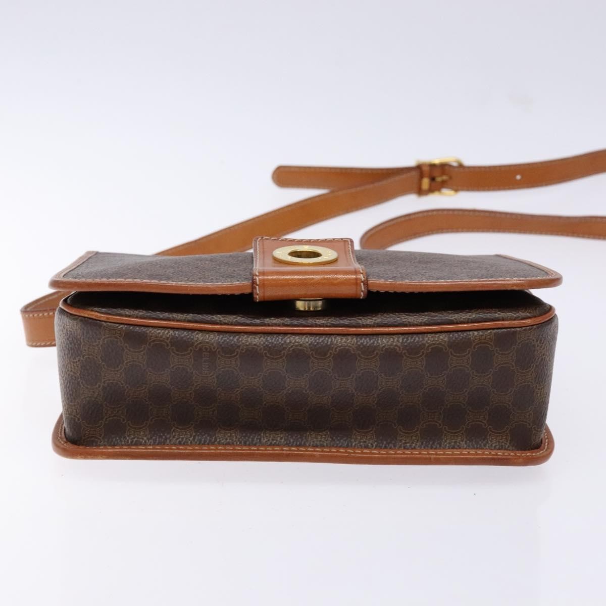 Celine Macadam Shoulder Bag Pvc Leather Brown Canvas Bag