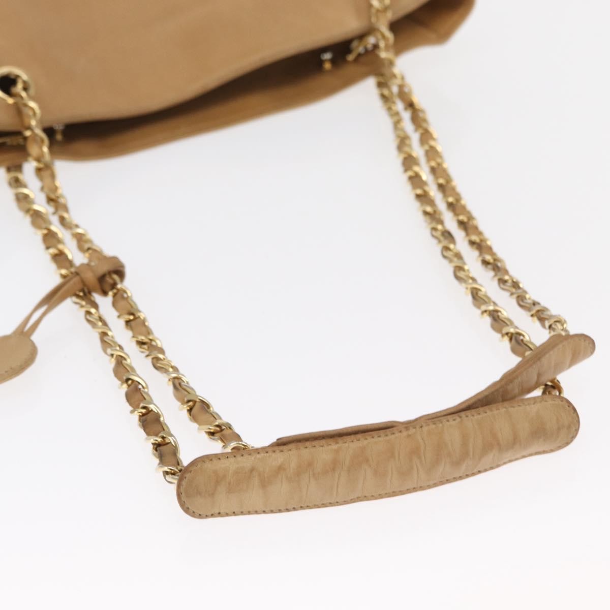Chanel Vintage Shopping Tote Lambskin Beige Leather Tote Bag Bag