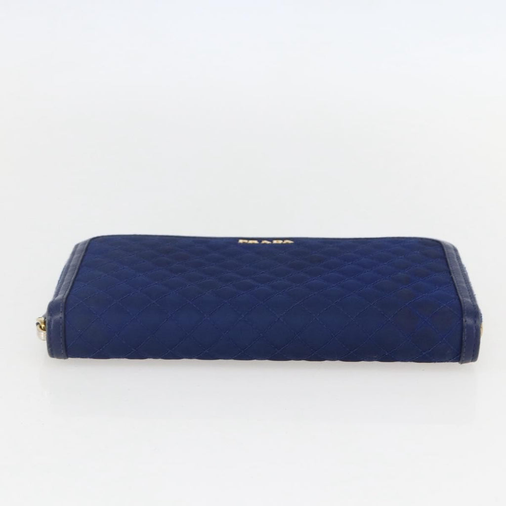 Prada Zip Around Organizer Wallet Saffiano Leather With Applique Blue Leather Wallets Accessory