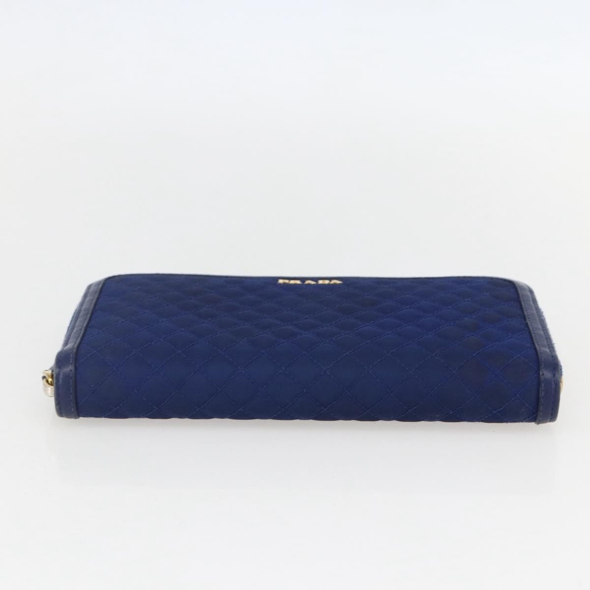 Prada Zip Around Organizer Wallet Saffiano Leather With Applique Blue Leather Wallets Accessory