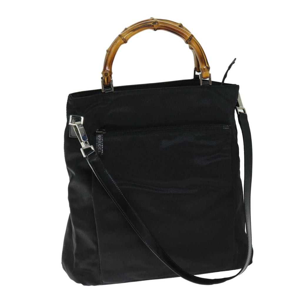 Gucci Vintage Bamboo Handle Bag Nylon Black Nylon Tote Bag Bag (Pre-Owned)