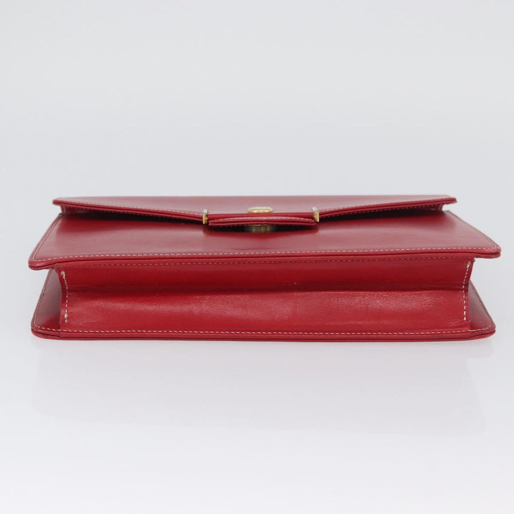 Christian Dior Vintage Cd Chain Flap Shoulder Bag Leather Red Leather Shoulder Bag Bag (Pre-Owned)