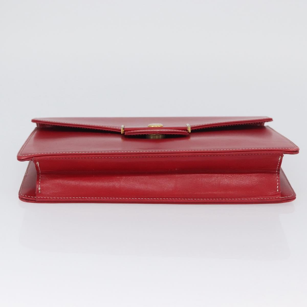 Christian Dior Vintage Cd Chain Flap Shoulder Bag Leather Red Leather Shoulder Bag Bag (Pre-Owned)