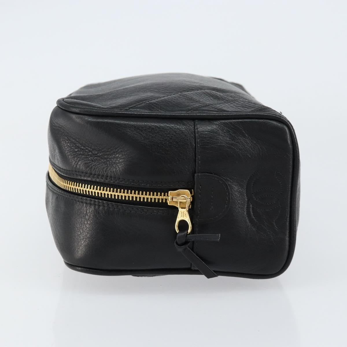Chanel Vintage Toiletry Pouch Leather Black Leather Clutche & Pouche Bag