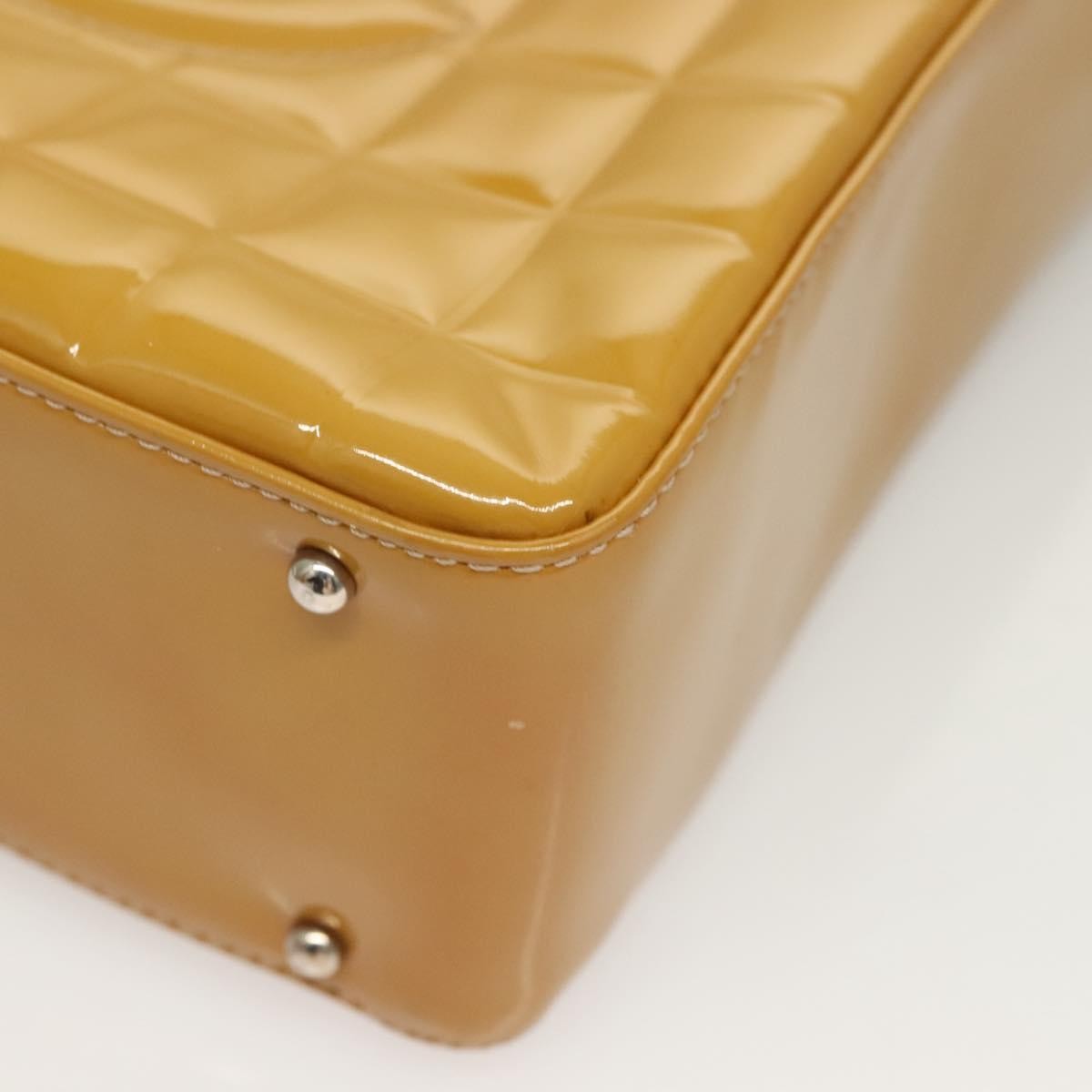 Chanel Chocolate Bar Cc Tote Quilted Patent Yellow Patent_Leather Handbag