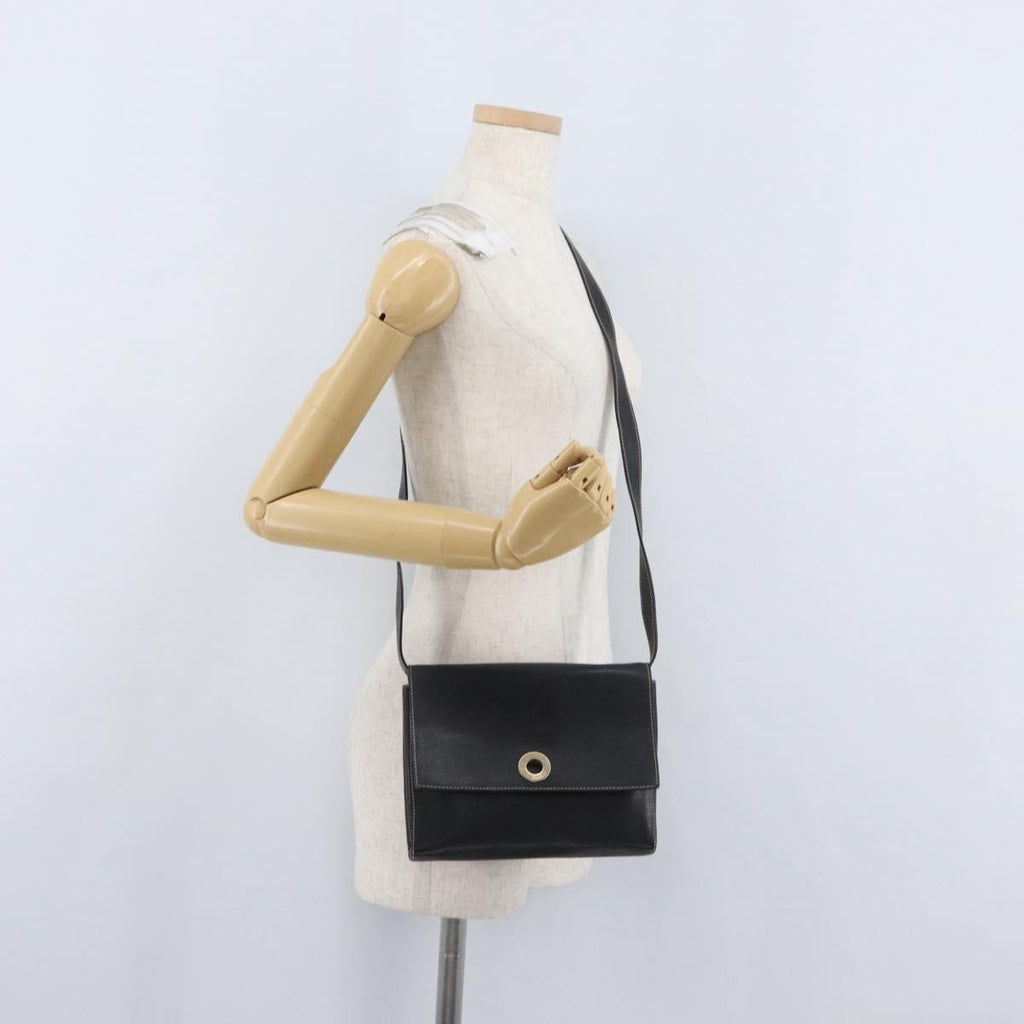 Celine Circle Logo Shoulder Bag Leather Black Leather Shoulder Bag Bag