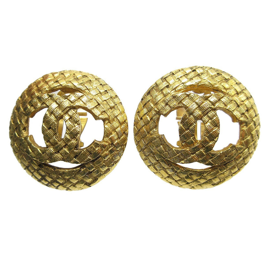 Chanel Cc Button Clip-On Earrings Metal Gold Gold_Plated Earrings Jewelry