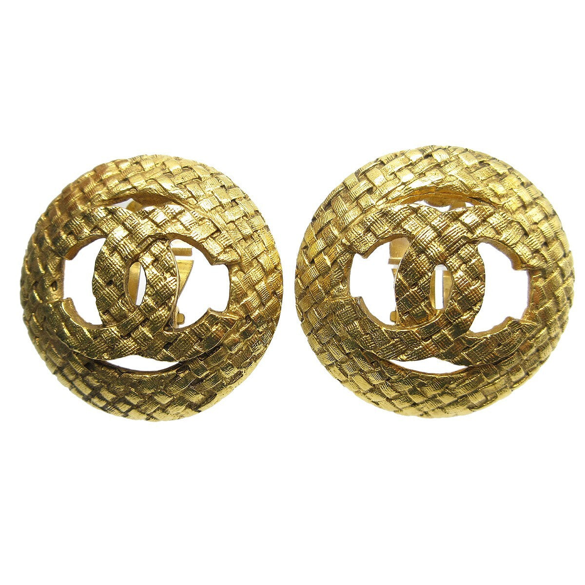 Chanel Cc Button Clip-On Earrings Metal Gold Gold_Plated Earrings Jewelry