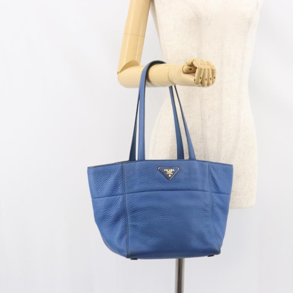 Prada Tote Vitello Daino Vitello Daino Blue Leather Tote Bag Bag