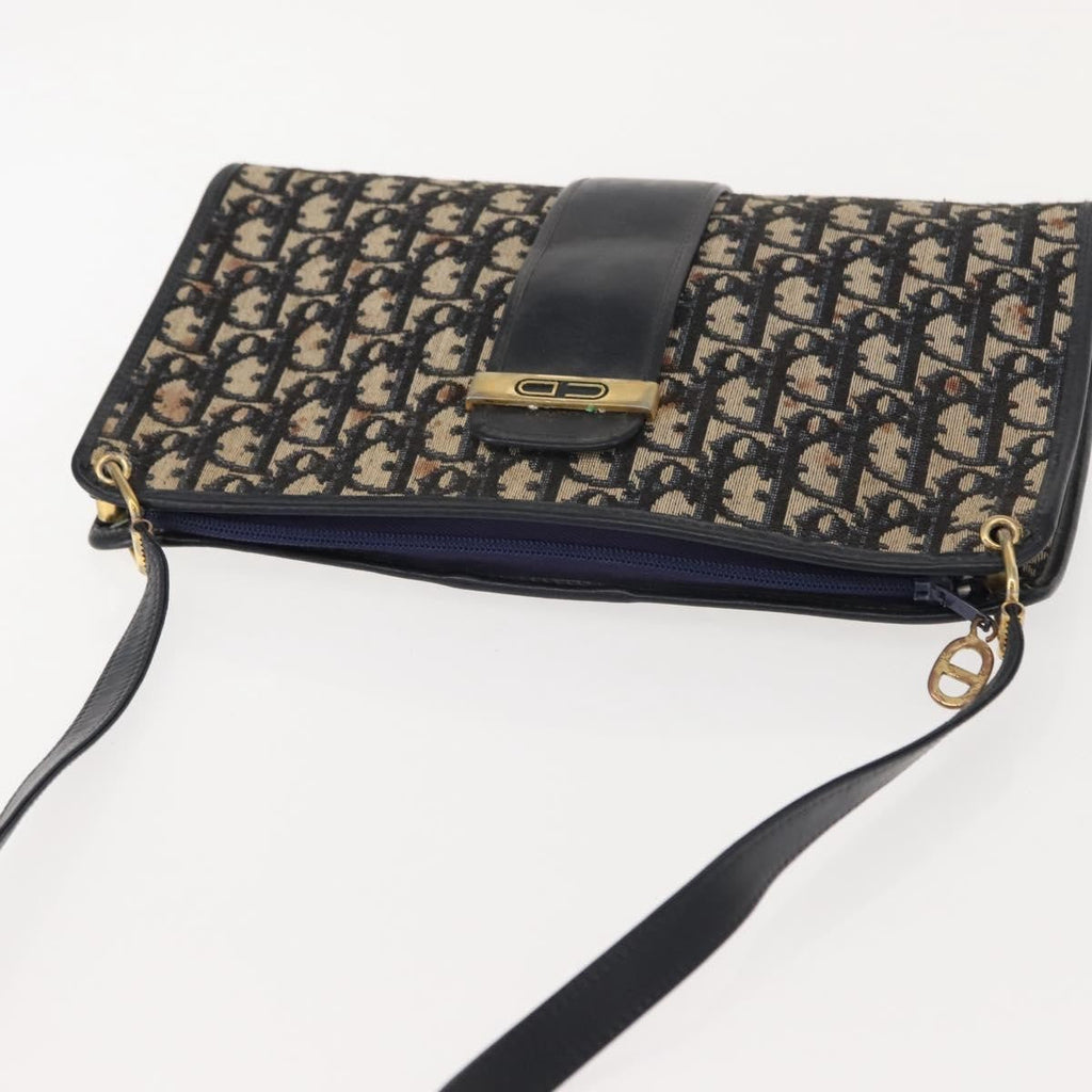 Christian Dior Vintage Cd Trotter Shoulder Bag Canvas Navy Canvas Shoulder Bag Bag (Pre-Owned)
