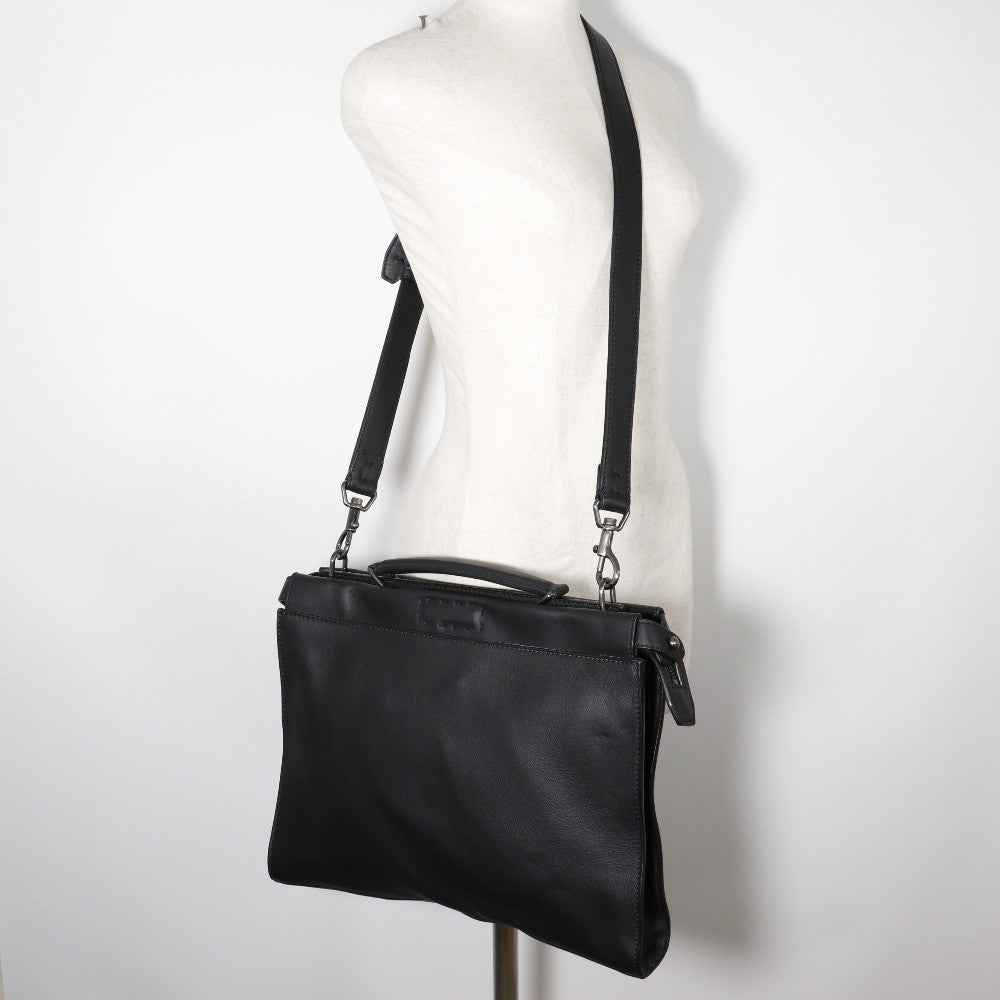 Fendi Peekaboo Iconic Fit Bag Leather Black Leather Briefcase Bag
