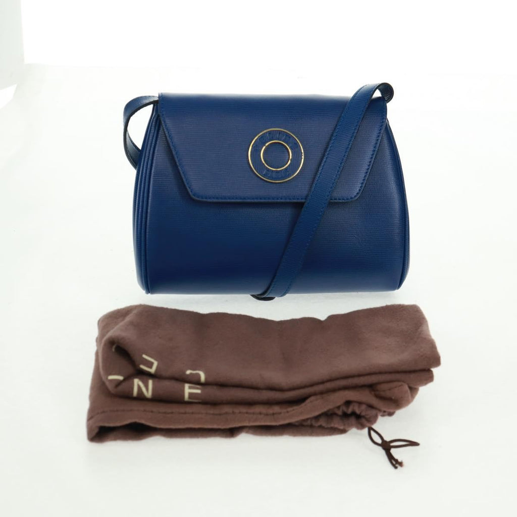 Celine Vintage Circle Logo Crossbody Bag Leather Blue Leather Shoulder Bag Bag