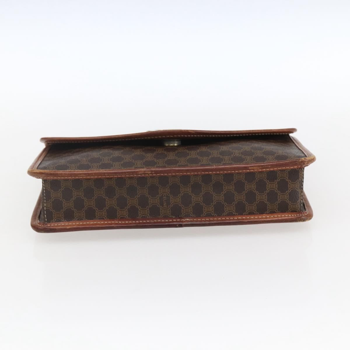 Celine Circle Logo Macadam Pouch Canvas And Leather Brown Canvas Clutche & Pouche Bag