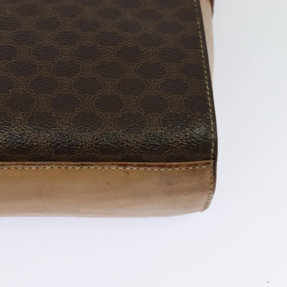 Celine Vintage Macadam Circle Logo Shoulder Bag Canvas And Leather Brown Canvas Shoulder Bag Bag