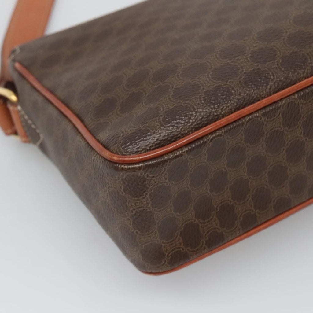 Celine Vintage Macadam Shoulder Bag Canvas And Leather Brown Canvas Shoulder Bag Bag