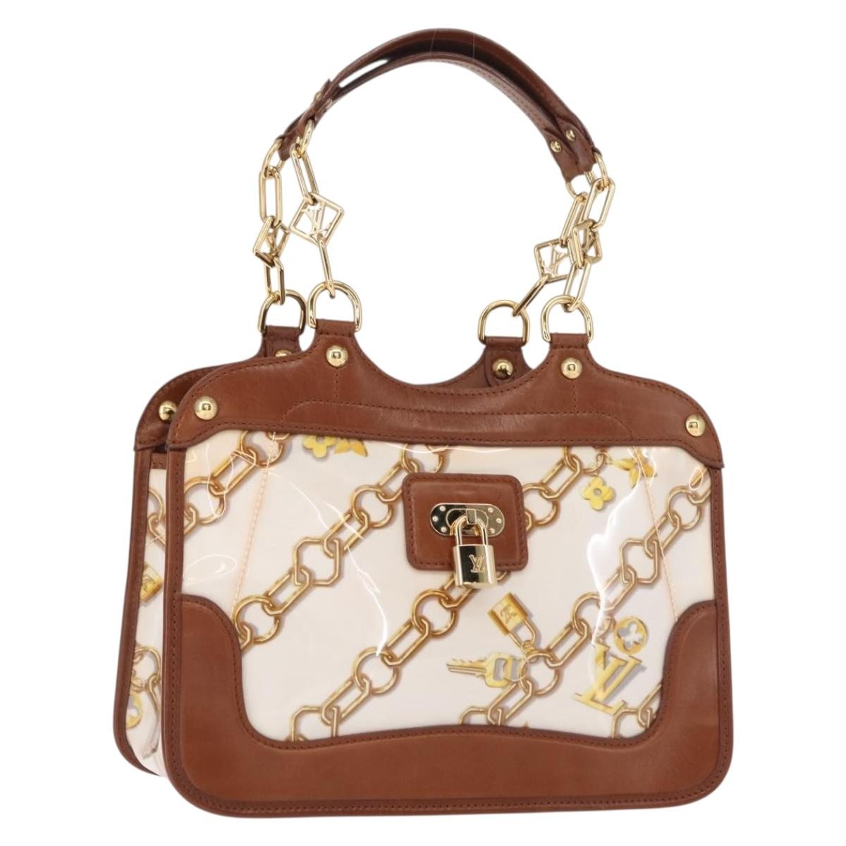 Louis Vuitton Charms Cabas Pvc Over Printed Silk Brown Canvas Handbag