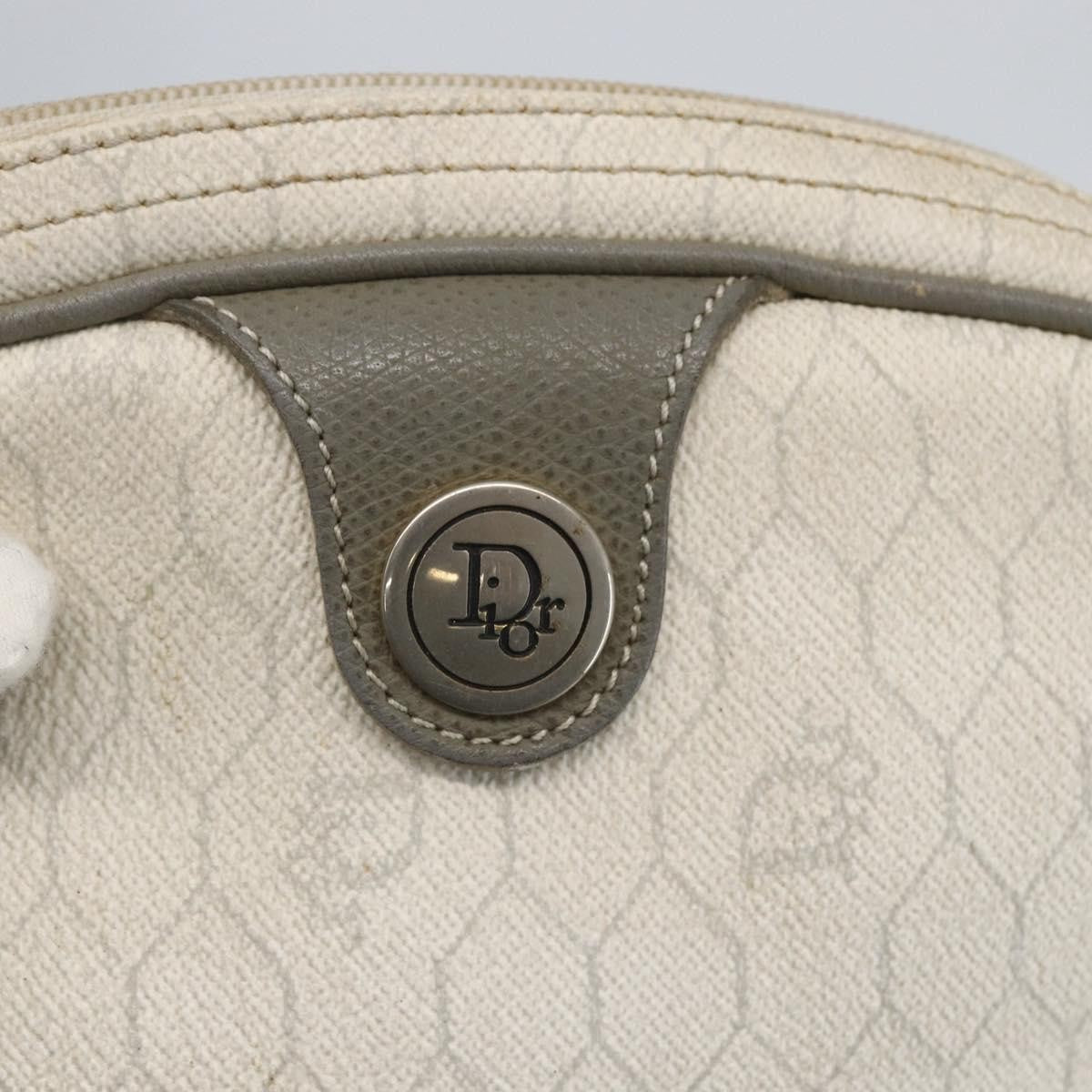 Christian Dior Vintage Honeycomb Shoulder Bag Canvas And Leather White Canvas Shoulder Bag Bag (Pre-Owned)