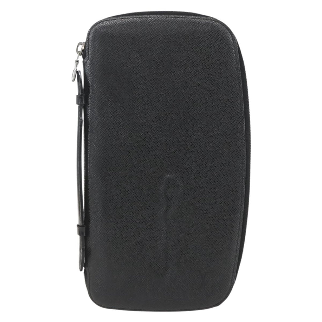 Louis Vuitton Atoll Organizer Wallet Taiga Leather Black Leather Clutche & Pouche Bag