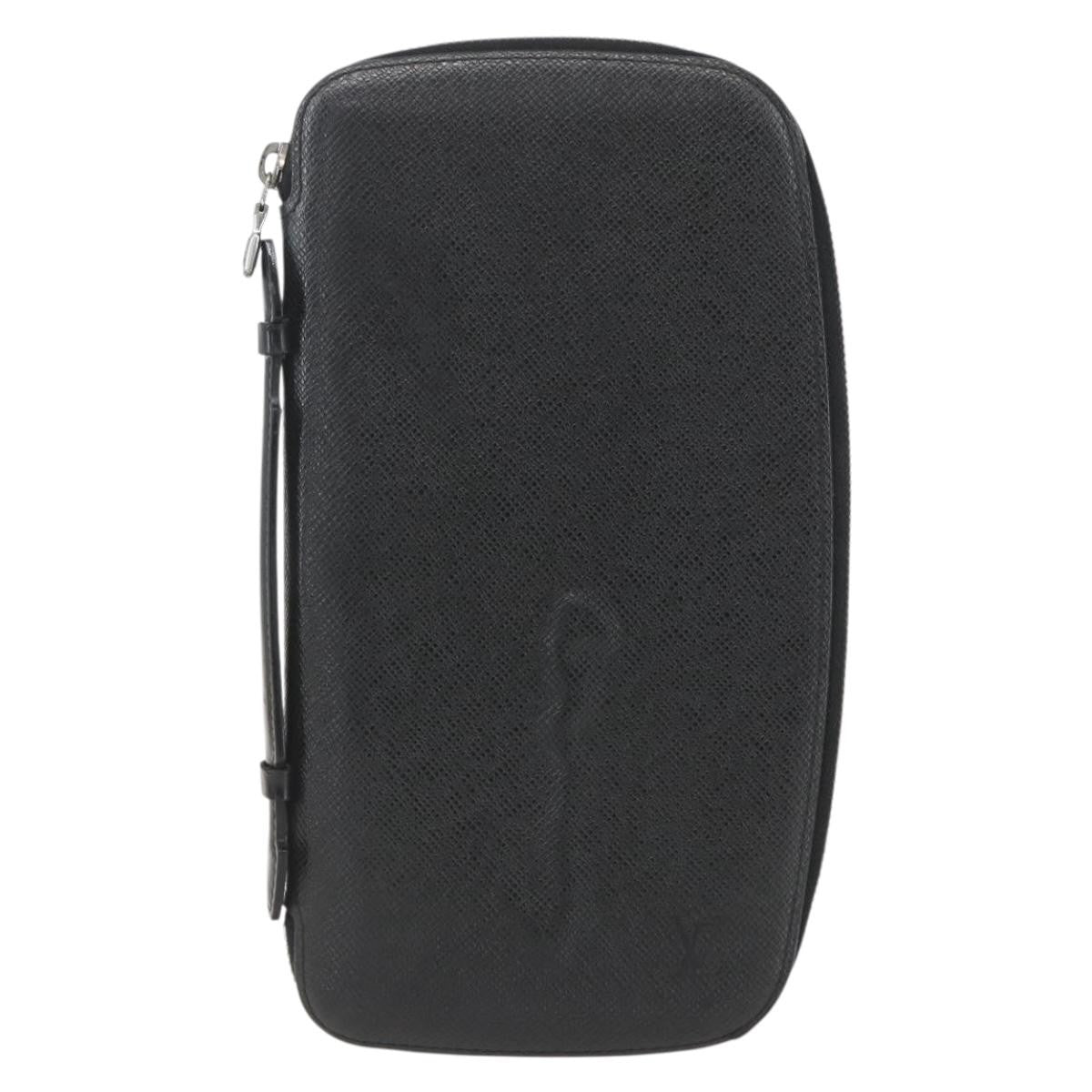 Louis Vuitton Atoll Organizer Wallet Taiga Leather Black Leather Clutche & Pouche Bag
