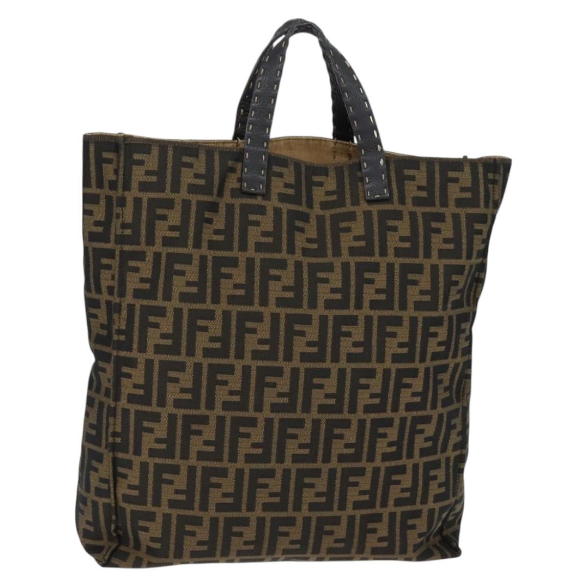 Fendi Open Shopping Tote Zucca Canvas Brown Canvas Tote Bag Bag