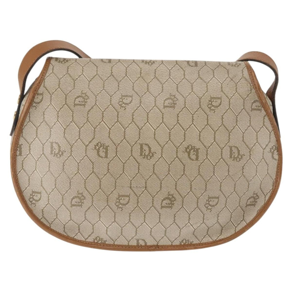 Christian Dior Vintage Honeycomb Flap Crossbody Bag Coated Canvas Beige Canvas Bag (Pre-Owned)