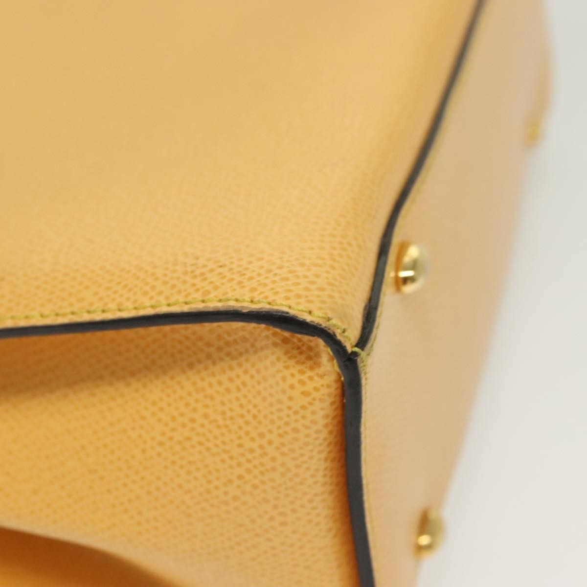 Celine Vintage Convertible Turnlock Top Handle Bag Leather Yellow Leather Bag