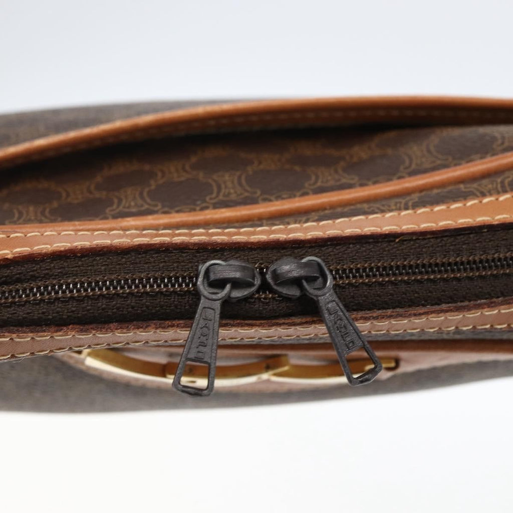 Celine Vintage Macadam Shoulder Bag Canvas And Leather Brown Canvas Shoulder Bag Bag