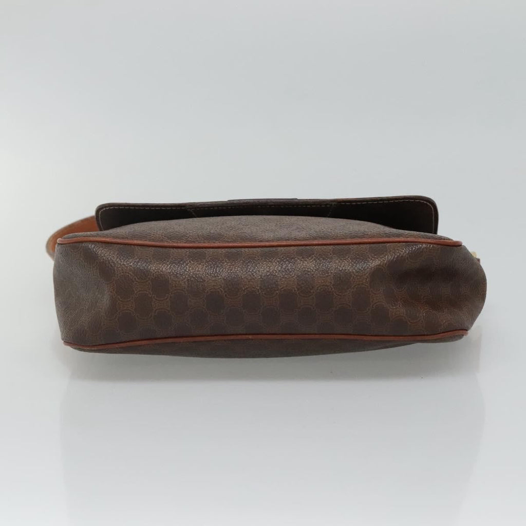 Celine Vintage Macadam Shoulder Bag Canvas Brown Canvas Shoulder Bag Bag