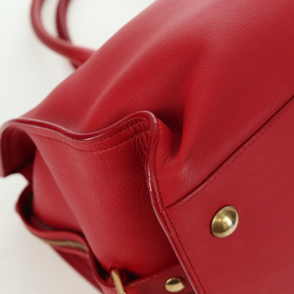 Saint Laurent Classic Y Cabas Leather Red Leather Handbag (Pre-Owned)