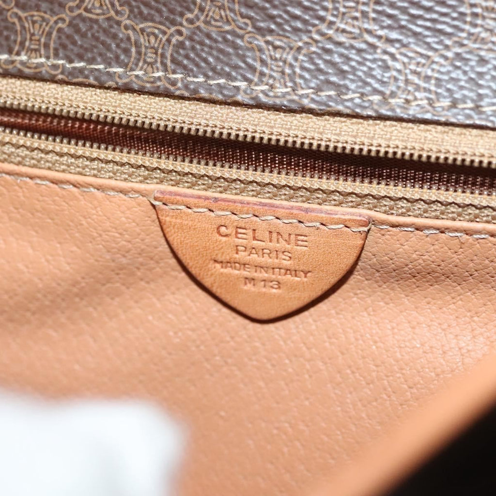 Celine Macadam Shoulder Bag Pvc Leather Brown Canvas Bag