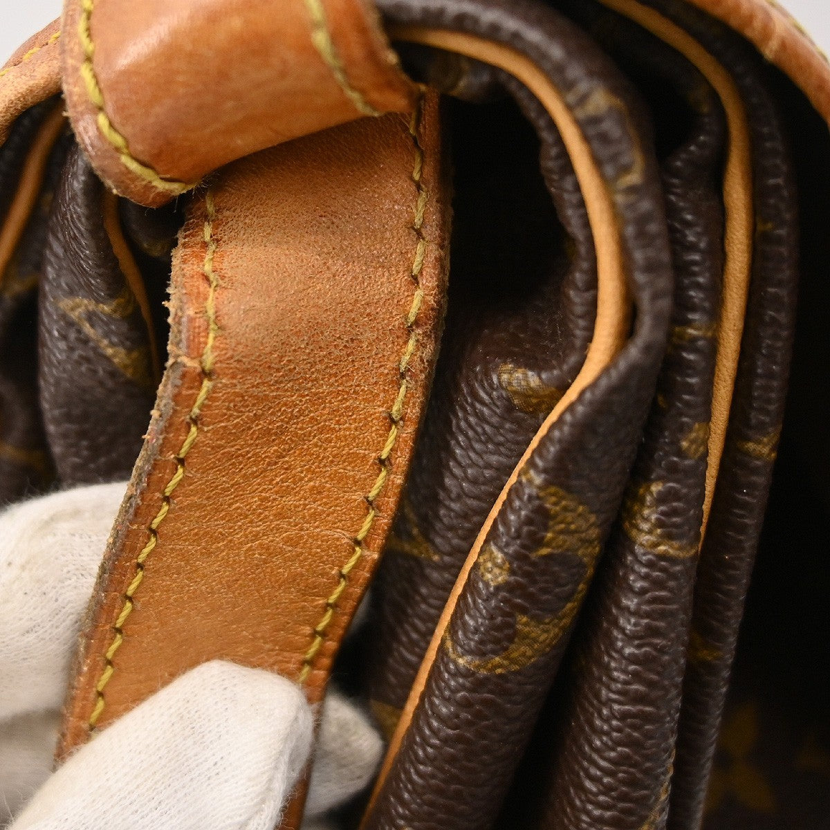 Louis Vuitton Saumur Handbag Monogram Canvas Brown Canvas Shoulder Bag