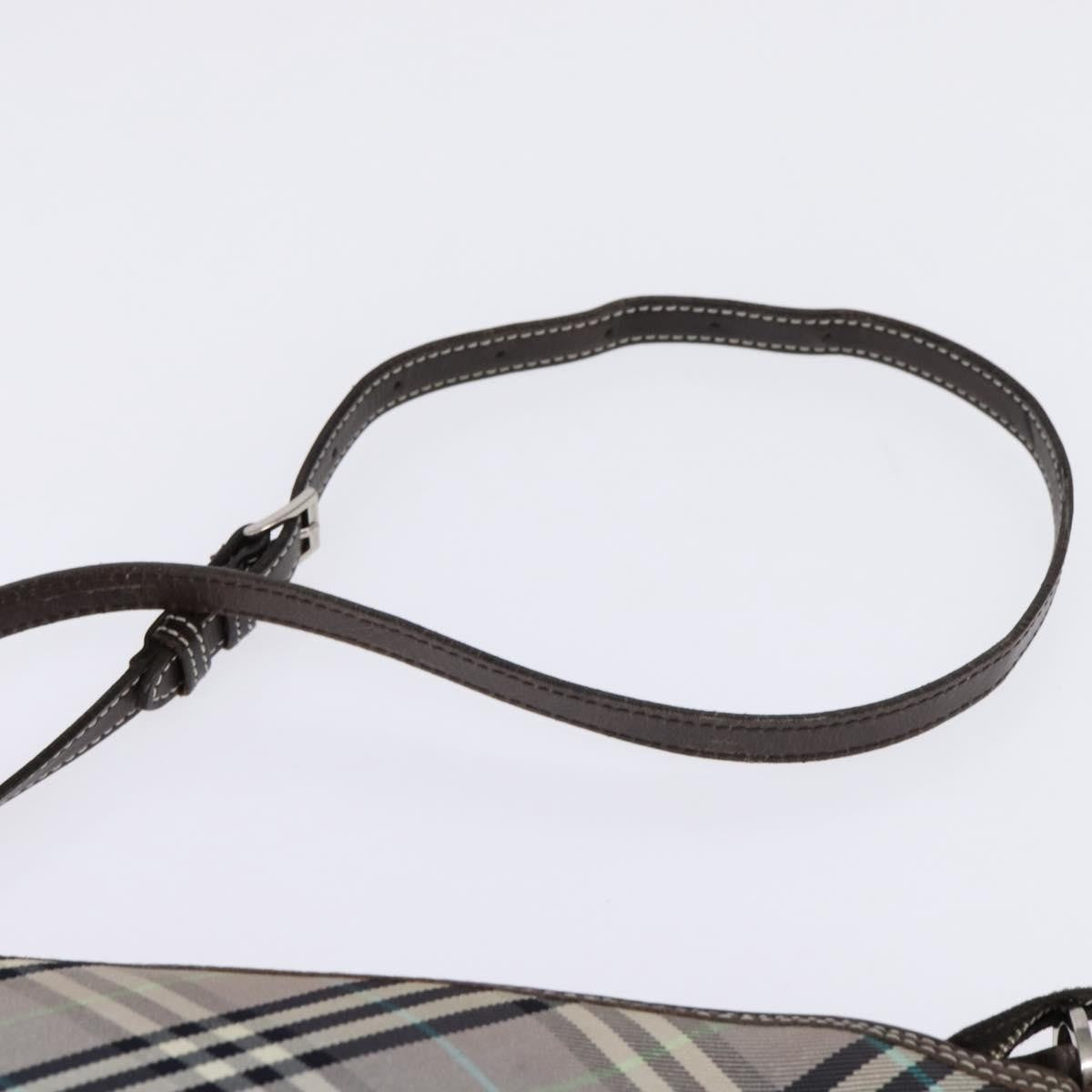 Burberry Nova Check Blue Label Canvas Gray Nylon Shoulder Bag